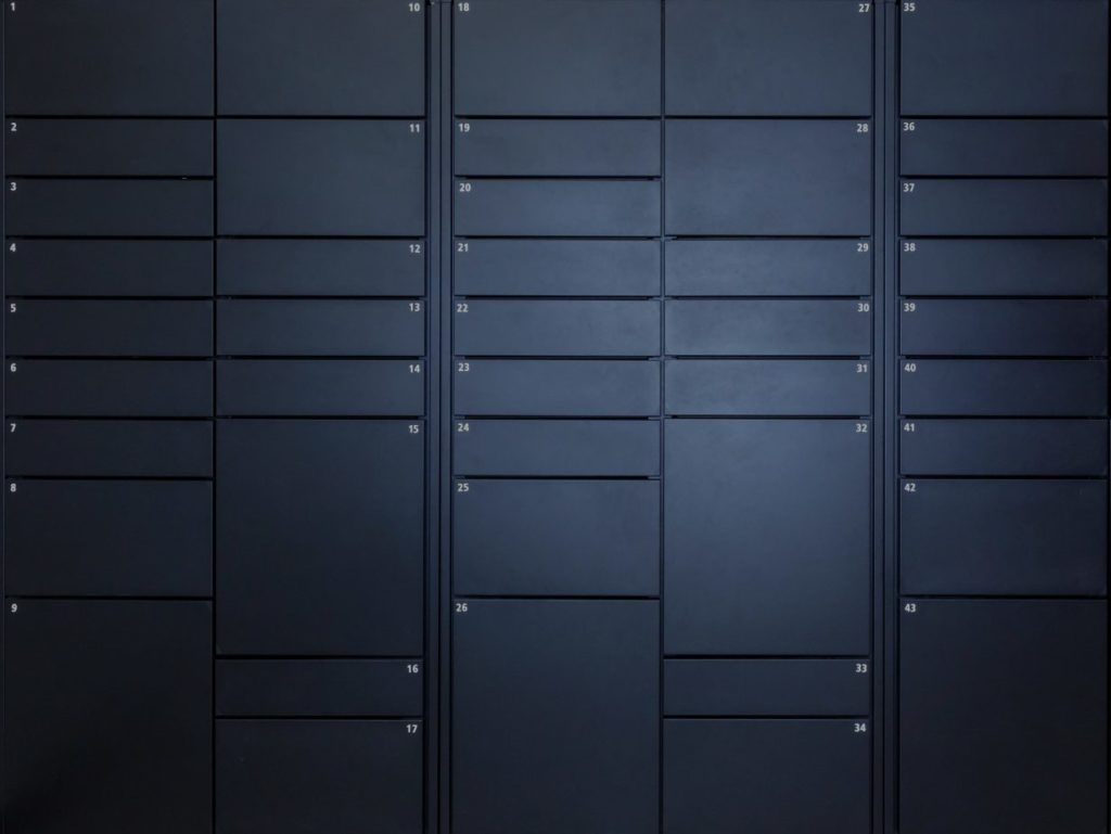 Close Up Black Indoor Parcel Lockers